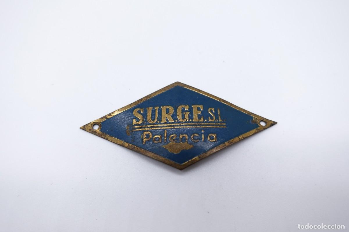 Posters: PLACA ROMBO MET&Aacute;LICO PUBLICITARIO VINTAGE SURGE S.L. PALENCIA CON ANCLAJES