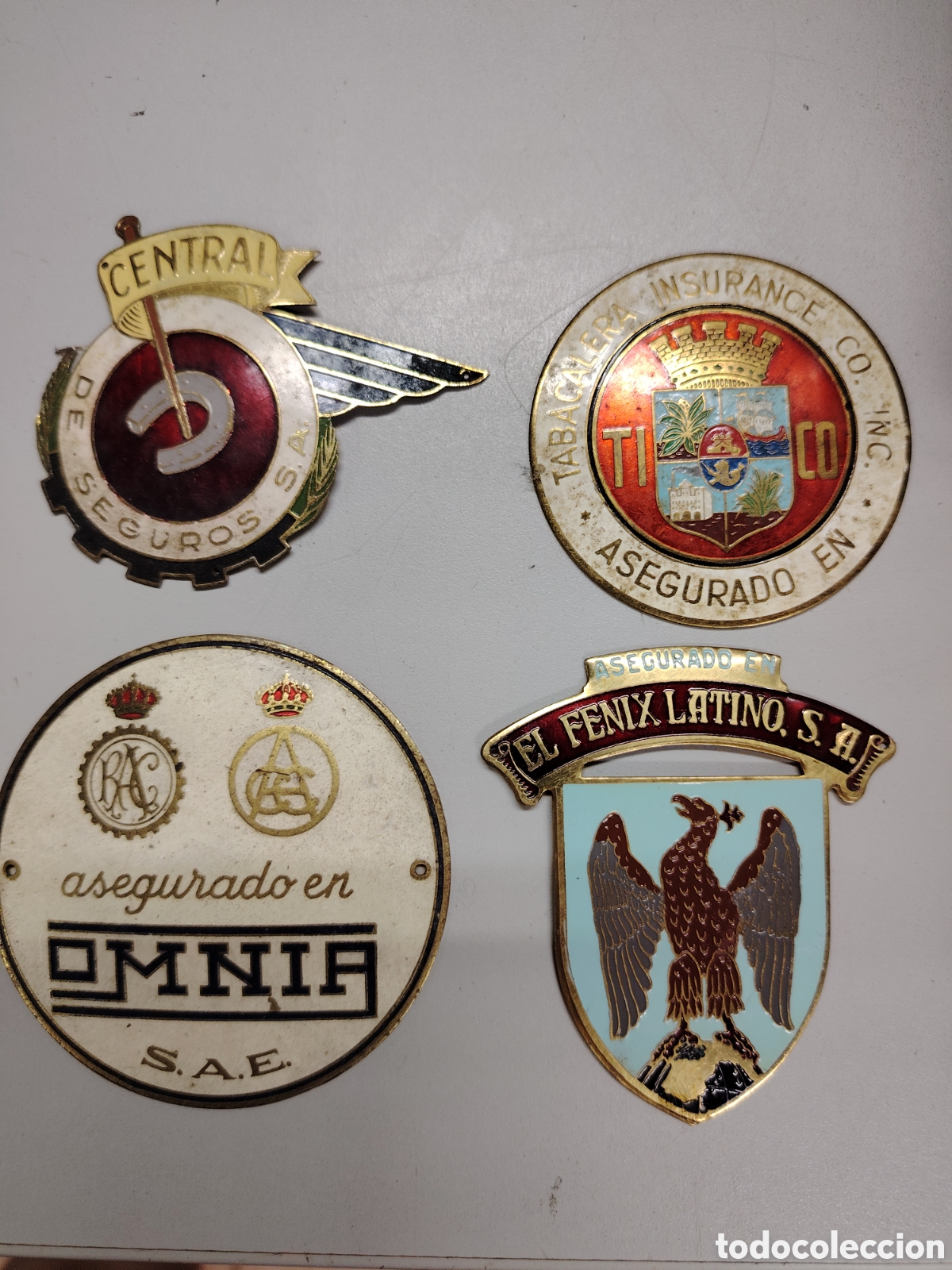 Carteles: Chapas antiguas de Seguros para moto vespa