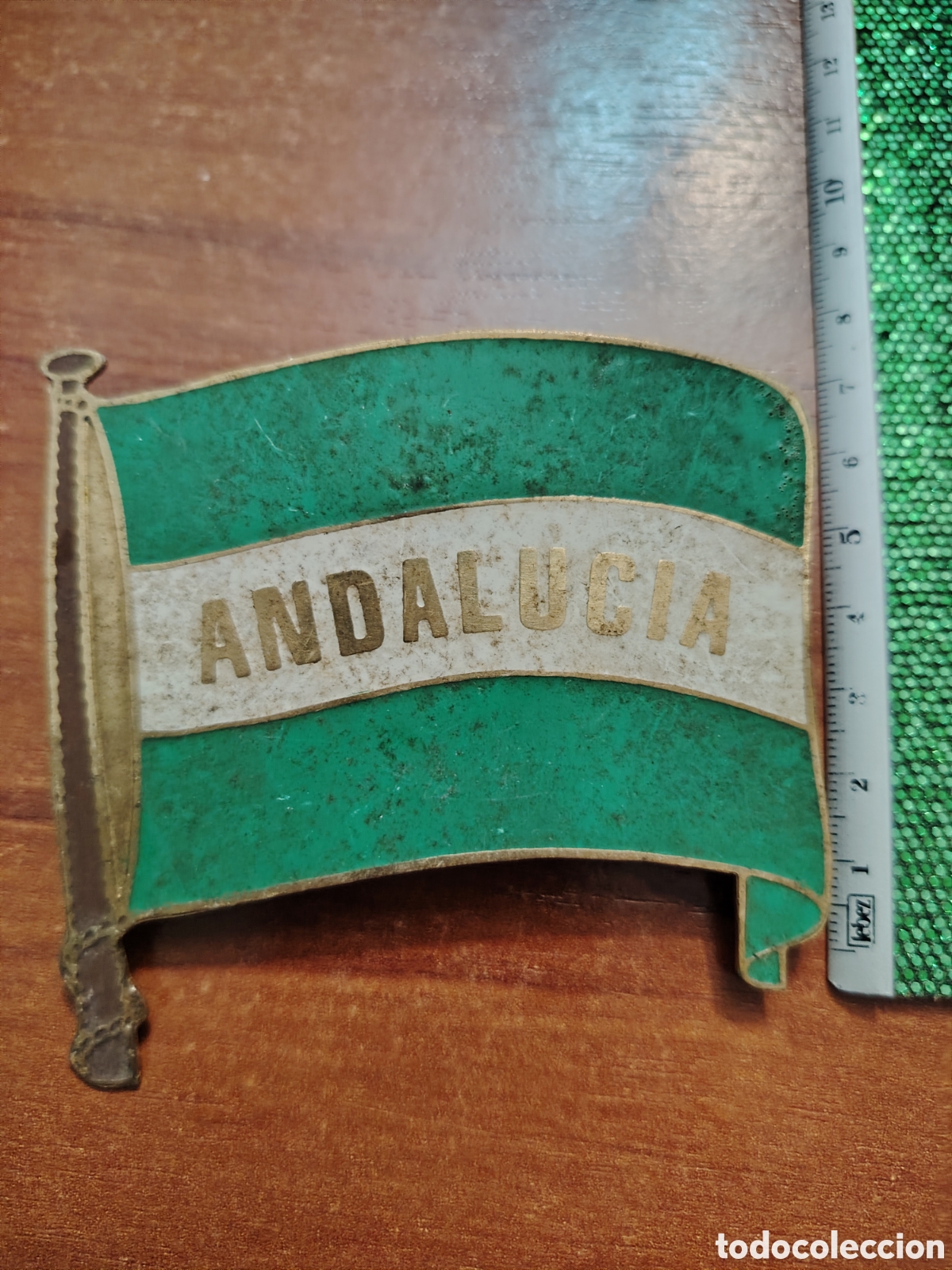Carteles: Chapa de la Bandera de Andaluc&iacute;a para moto vespa