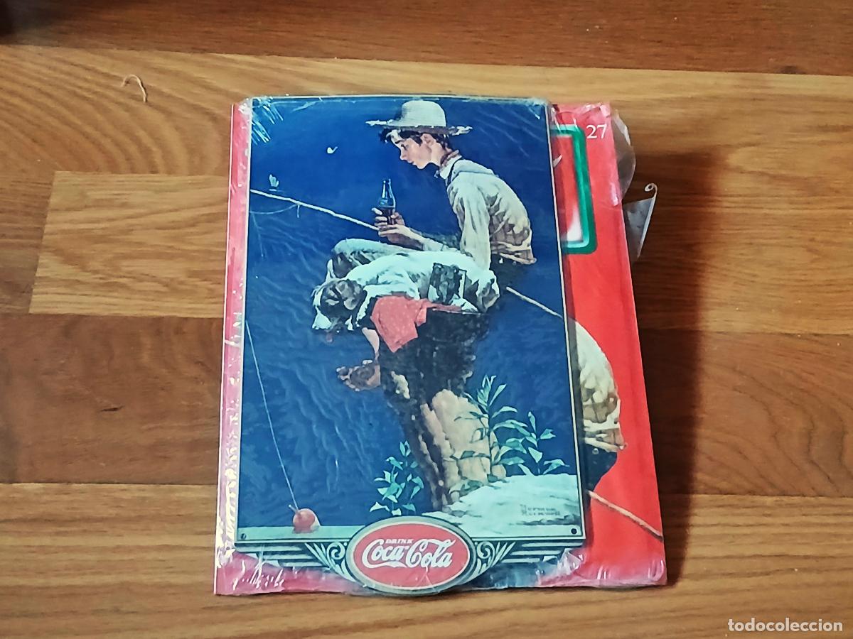 Affiches: Coca Cola. Cartel chapa, Planeta DeAGostini, fasc&iacute;culo 27 Ni&ntilde;o pescando (Norman Rockwell), nuevo
