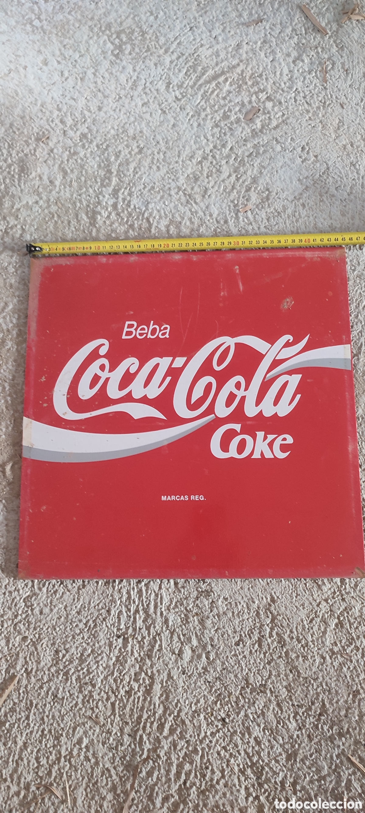 Carteles: Cartel met&aacute;lico a dos caras de Coca cola, original a&ntilde;os 80.