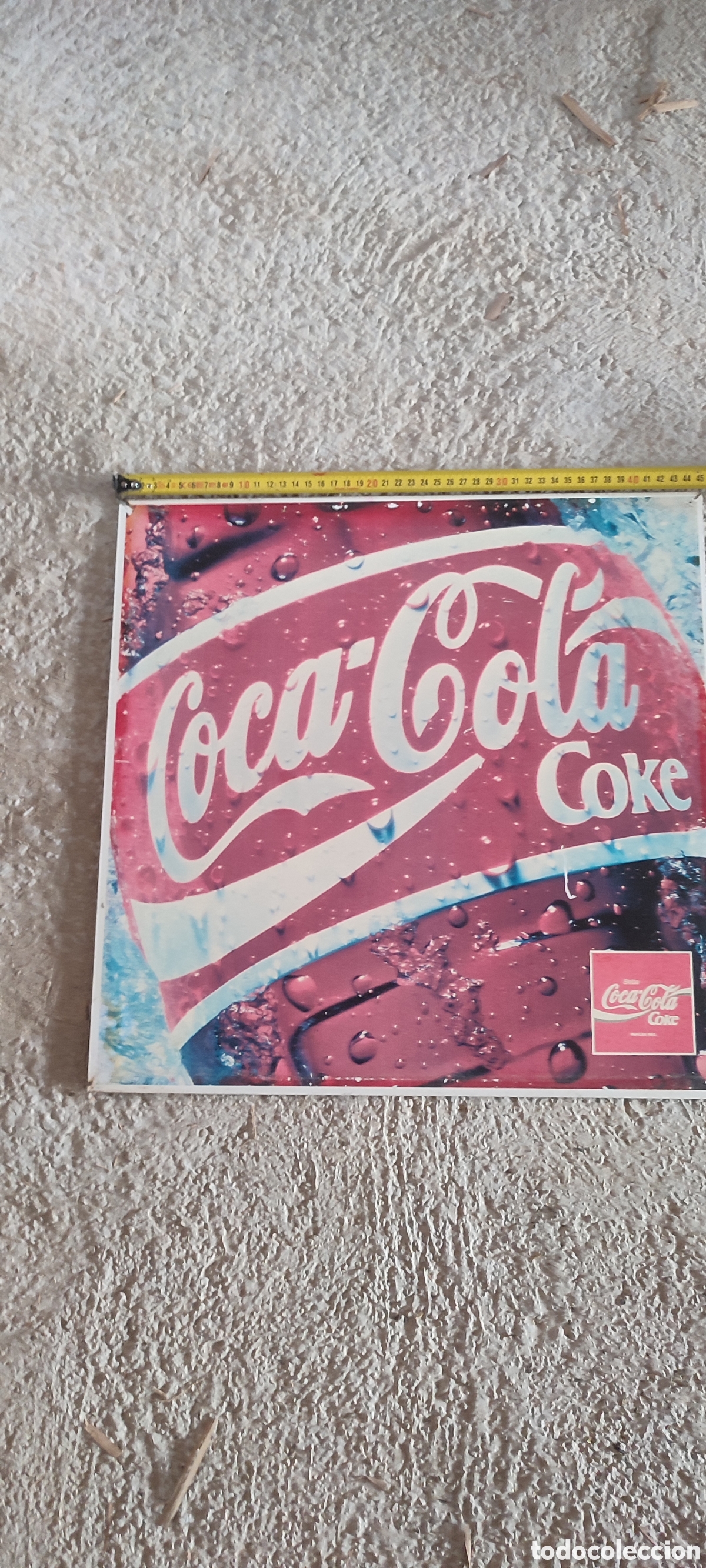 Carteles: Cartel met&aacute;lico a dos caras de Coca cola, original a&ntilde;os 80.