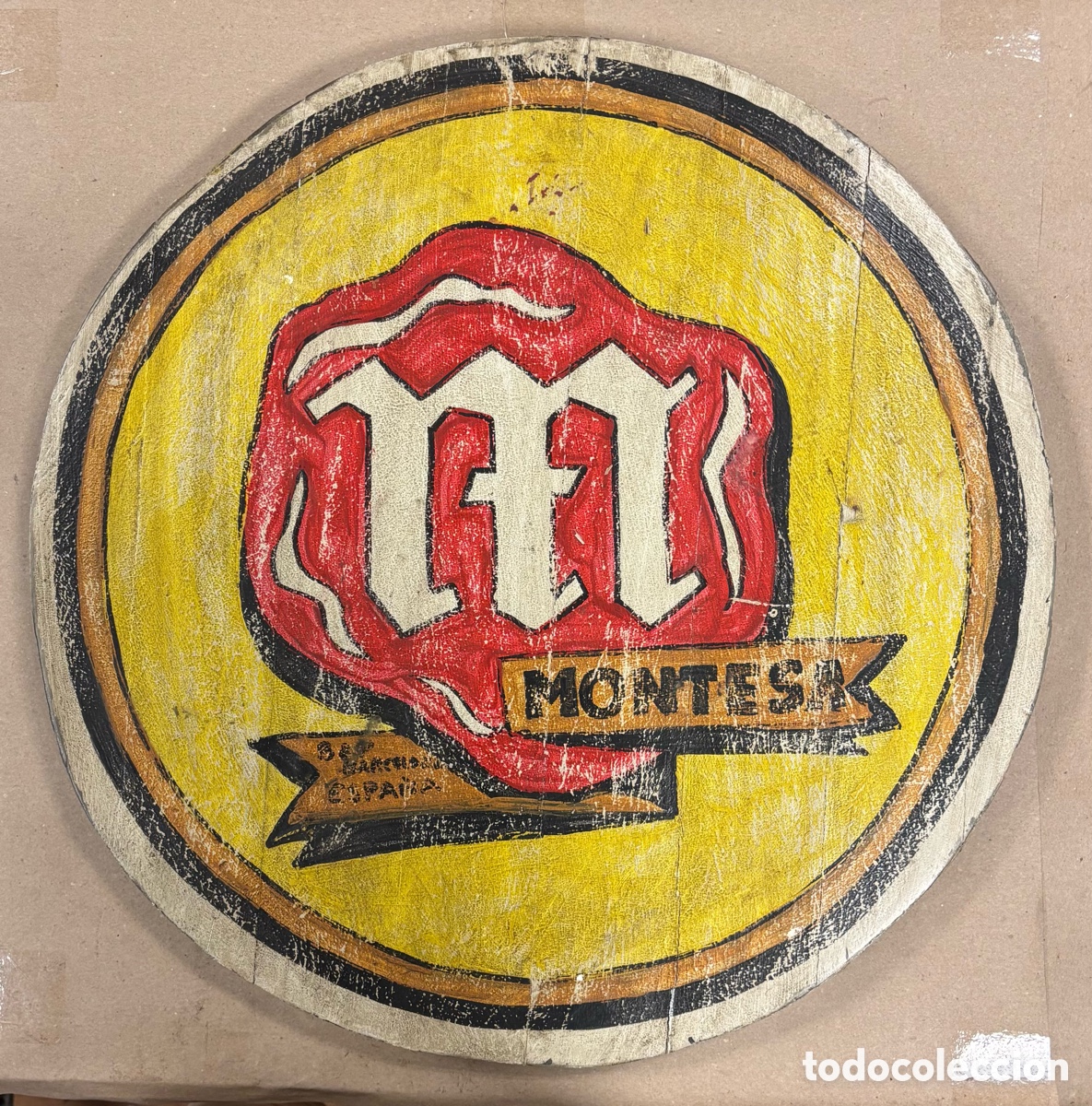 Carteles: MONTESA. CARTEL PUBLICITARIO HECHO EN MADERA.