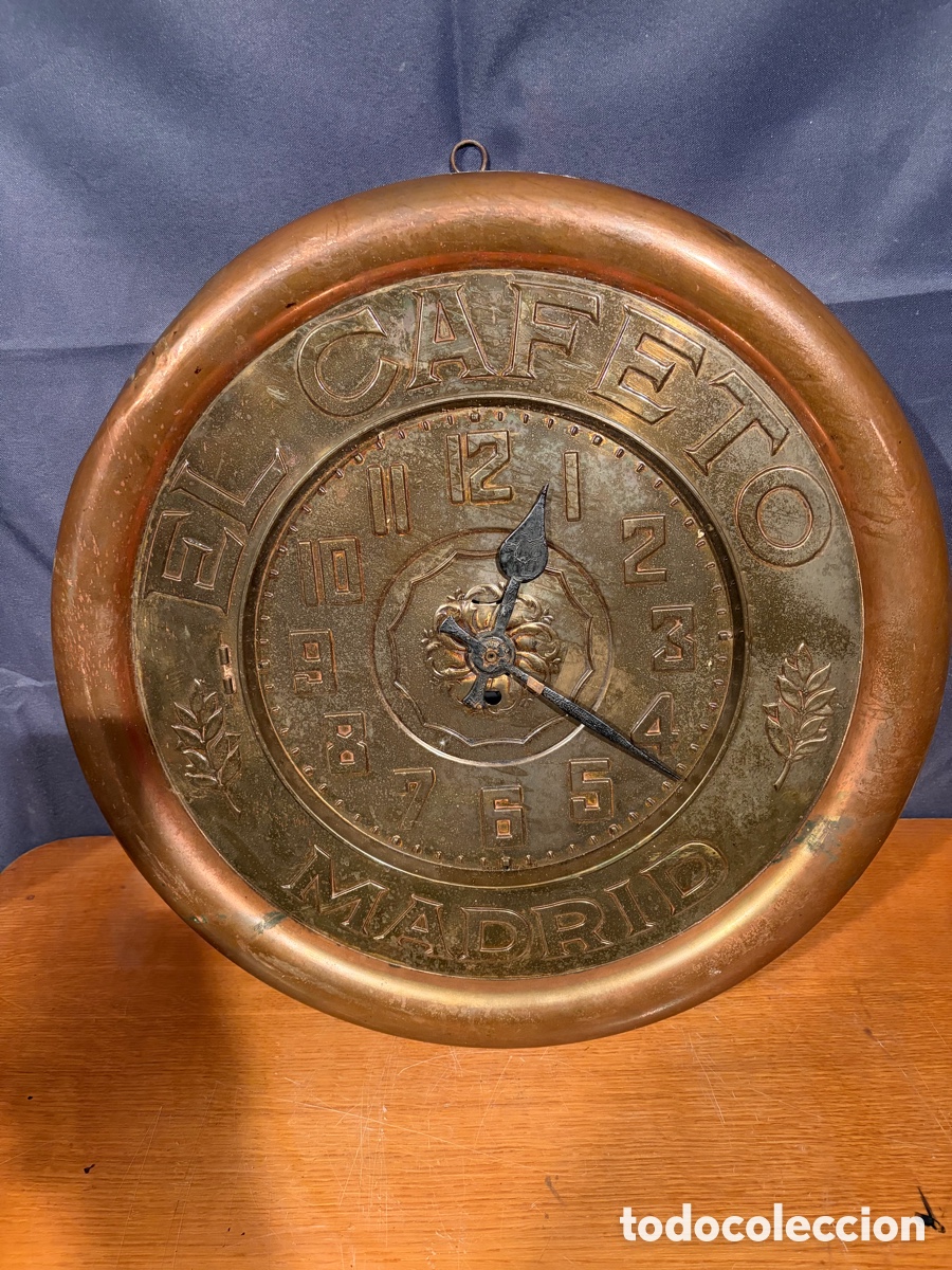 Carteles: ANTIGUO RELOJ CON PUBLICIDAD EL CAFETO, MADRID, MUY GRANDE MIDE 46 CMS. DE DIAMETRO