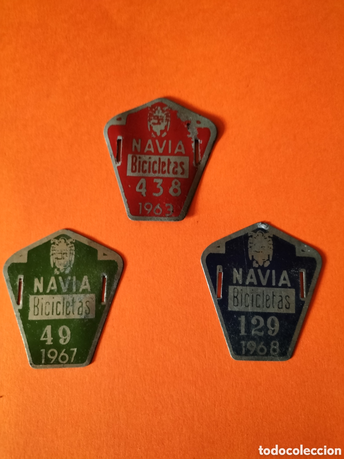 Carteles: Asturias.Lote de 3 Matr&iacute;culas o Placas de Bicicleta.