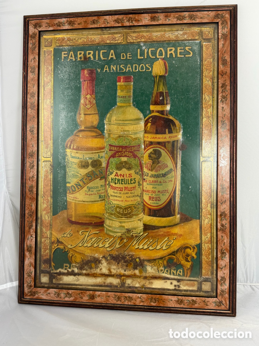 Carteles: Cartel publicitario antiguo Narciso Must&eacute; Reus chapa litografiada 48x34 cm