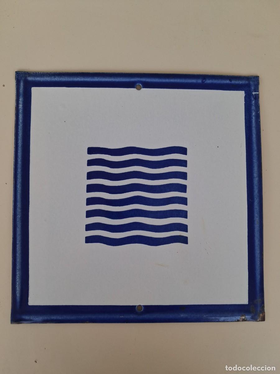 Carteles: Placa esmaltada piscina/agua