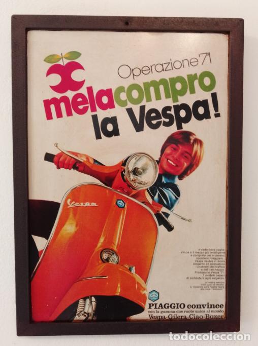 Carteles: CARTEL PUBLICITARIO MET&Aacute;LICO PIAGGIO VESPA &rdquo;OPERAZIONE 71 - ME LA COMPRO LA VESPA&rdquo; CHAPA DE HIERRO