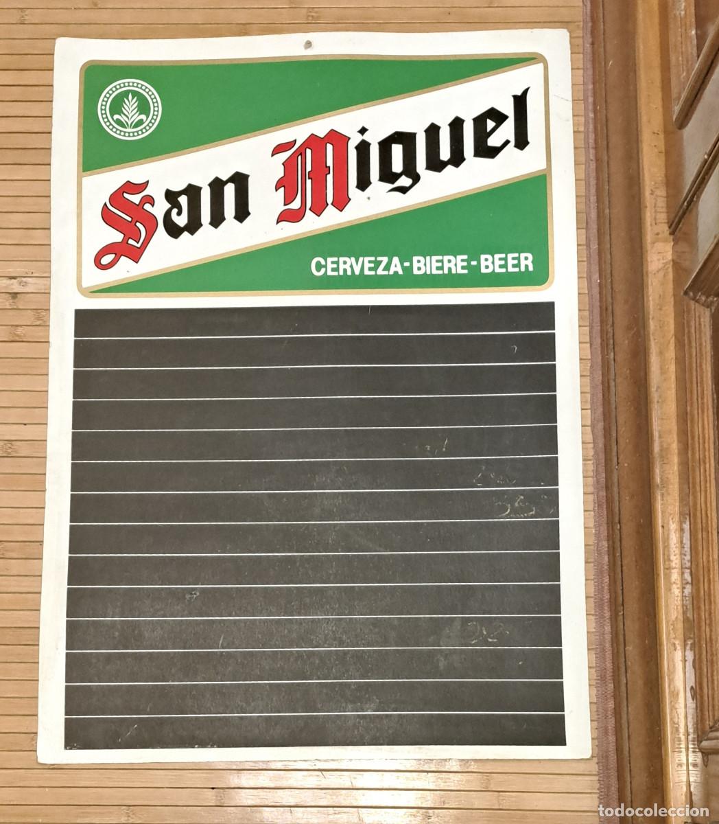 Carteles: PIZARRA CERVEZA SAN MIGUEL - VINTAGE - PARA BARES - CART&Oacute;N - MEDIDAS; 70,5 x 50,5 cms.