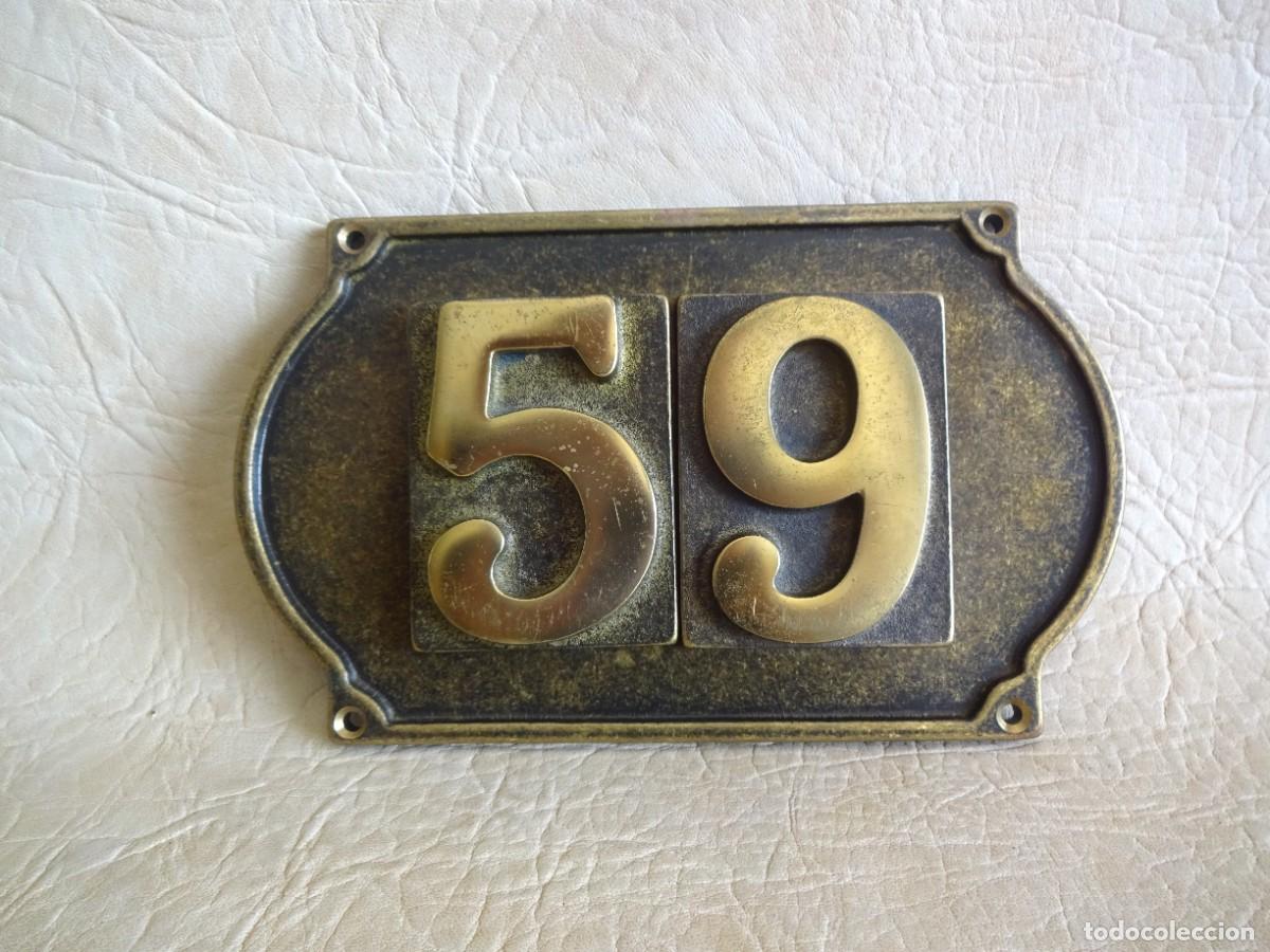Carteles: placa numero para casa marca Trimec a&ntilde;os 90 numero 59 made in Italy