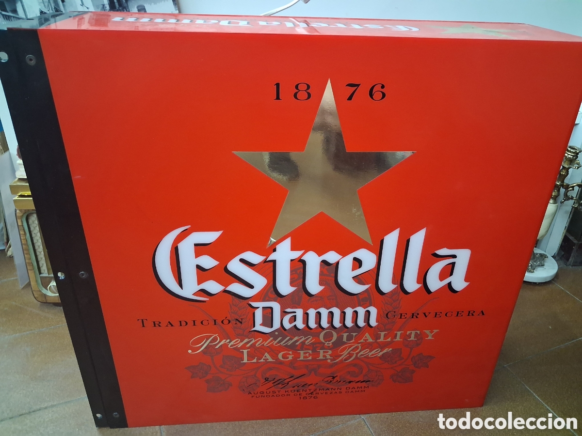 Carteles: ENORME CARTEL LUMINOSO CERVEZAS ESTRELLA DAMM FUNCIONANDO