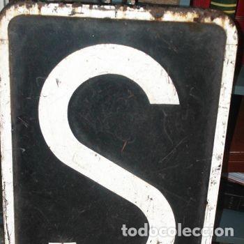 Carteles: Se&ntilde;al tren silbar S FEVE Norte Industrial Bilbao 1989 ferrofilia chapa PEIFER