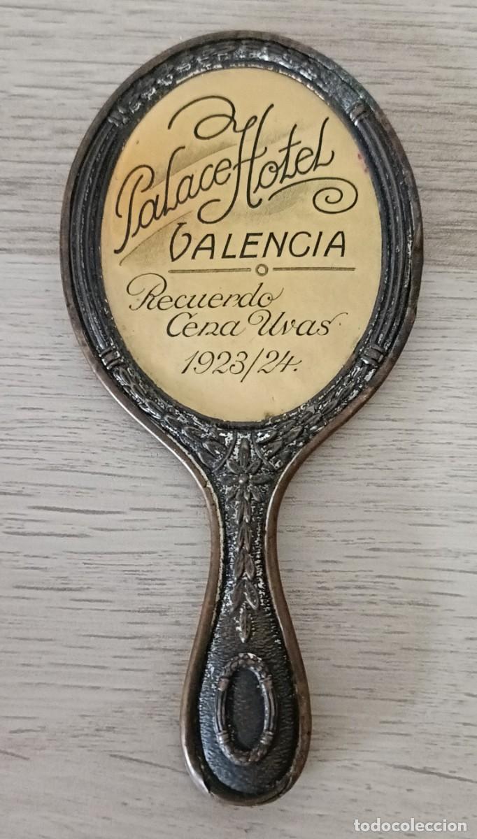 Carteles: Espejo de mano PALACE HOTEL VALENCIA, Recuerdo Cena Uvas 1923 1924