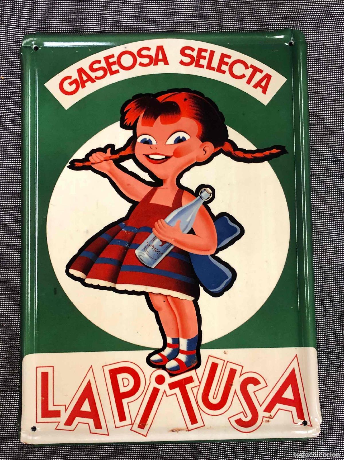Carteles: CHAPA PUBLICITARIA GASEOSA SELECTA LA PITIUSA. REPRODUCCION