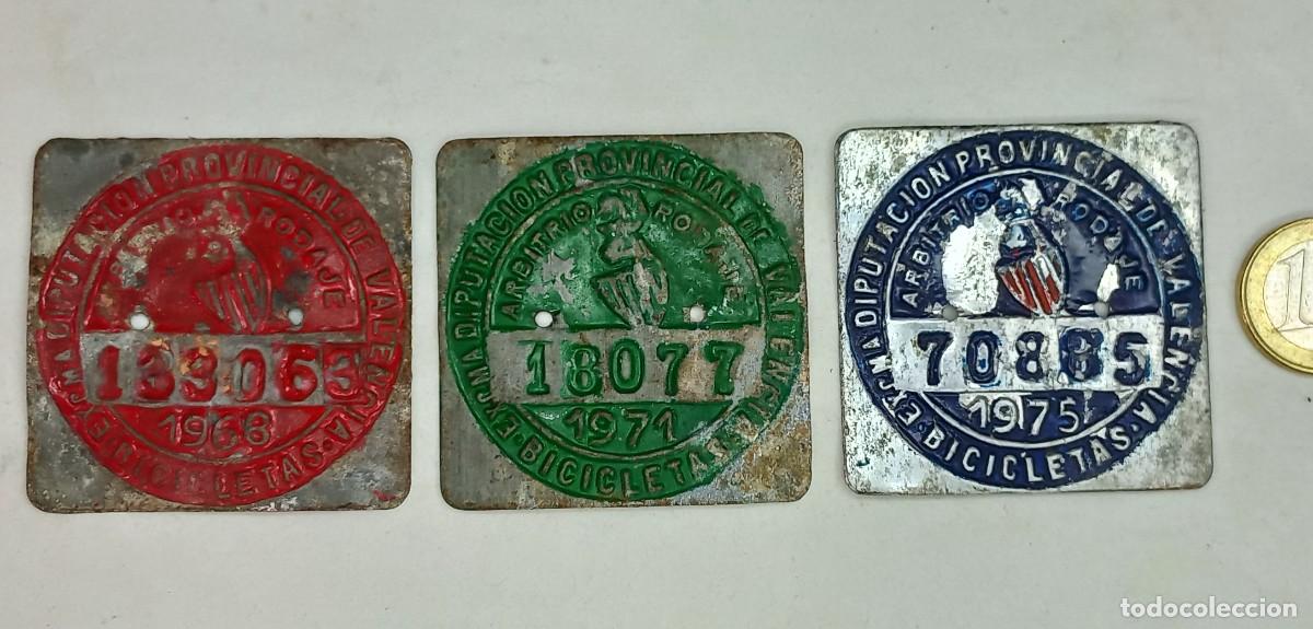 Carteles: ANTIGUAS MATRICULAS BICICLETA , ARBITRIO RODAJE - VALENCIA A&Ntilde;OS 1968 \ 71 \ 75