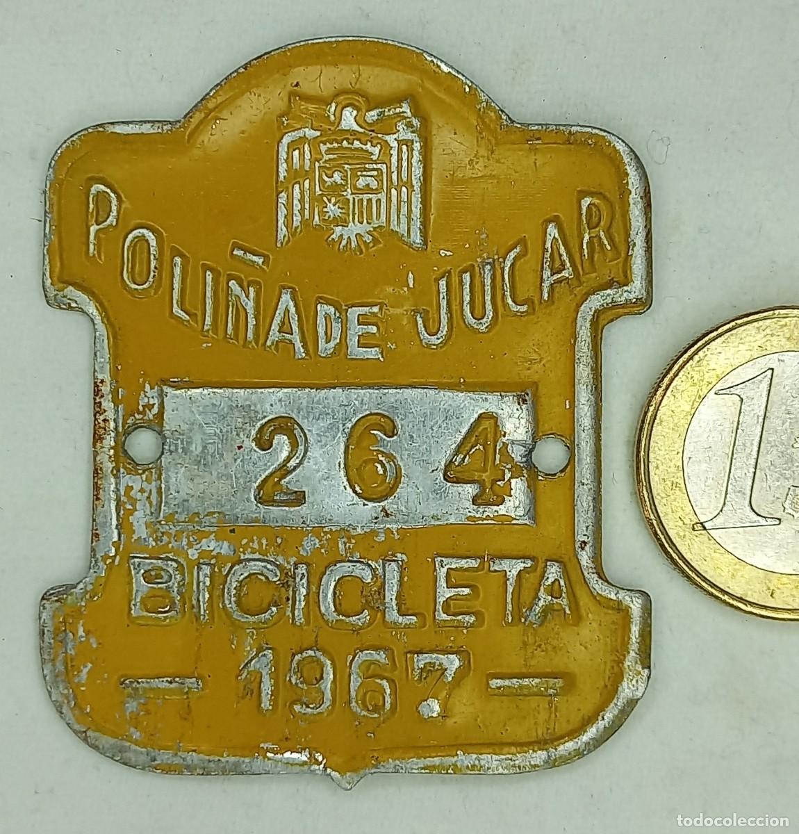 Carteles: ANTIGUA MATRICULA BICICLETA - POLI&Ntilde;A DE JUCAR A&Ntilde;O 1967