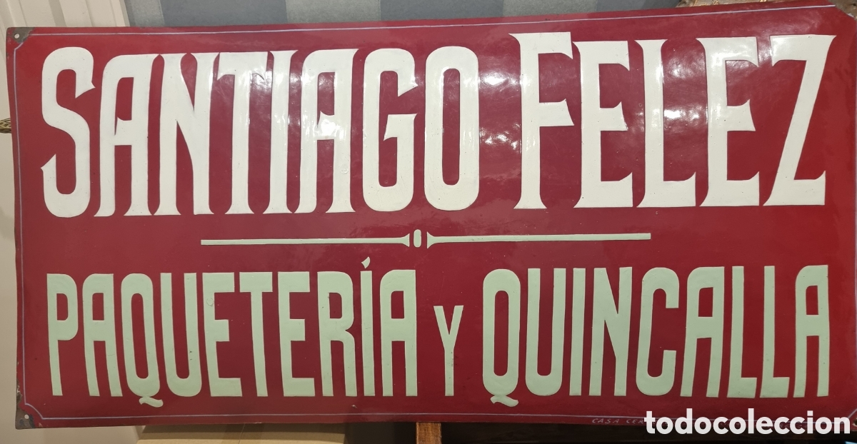 Carteles: Extraordinaria chapa esmaltada de comercio original Ferreter&iacute;a y Quincalla gran tama&ntilde;o Zaragoza