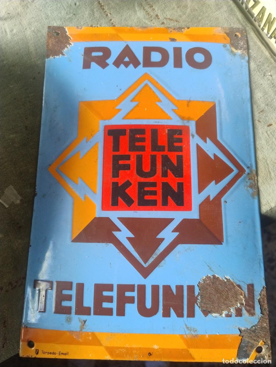 Carteles: Cartel es esmalte con publicidad radio telefunken 30 x 20 cm