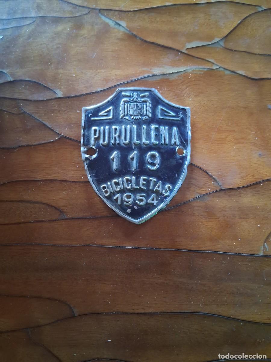 Carteles: Matricula placa para bicicleta de Purullena Granada a&ntilde;o 1954 chapa N&deg; 119