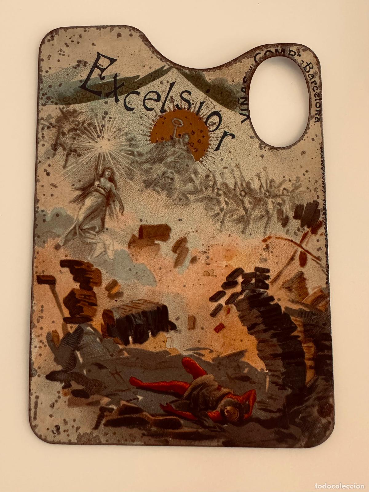 Carteles: EXCELSIOR - VI&Ntilde;AS Y COMPA&Ntilde;IA - BARCELONA - CHAPA ANTIGUA ORIGINAL - VER FOTOS ADICIONALES