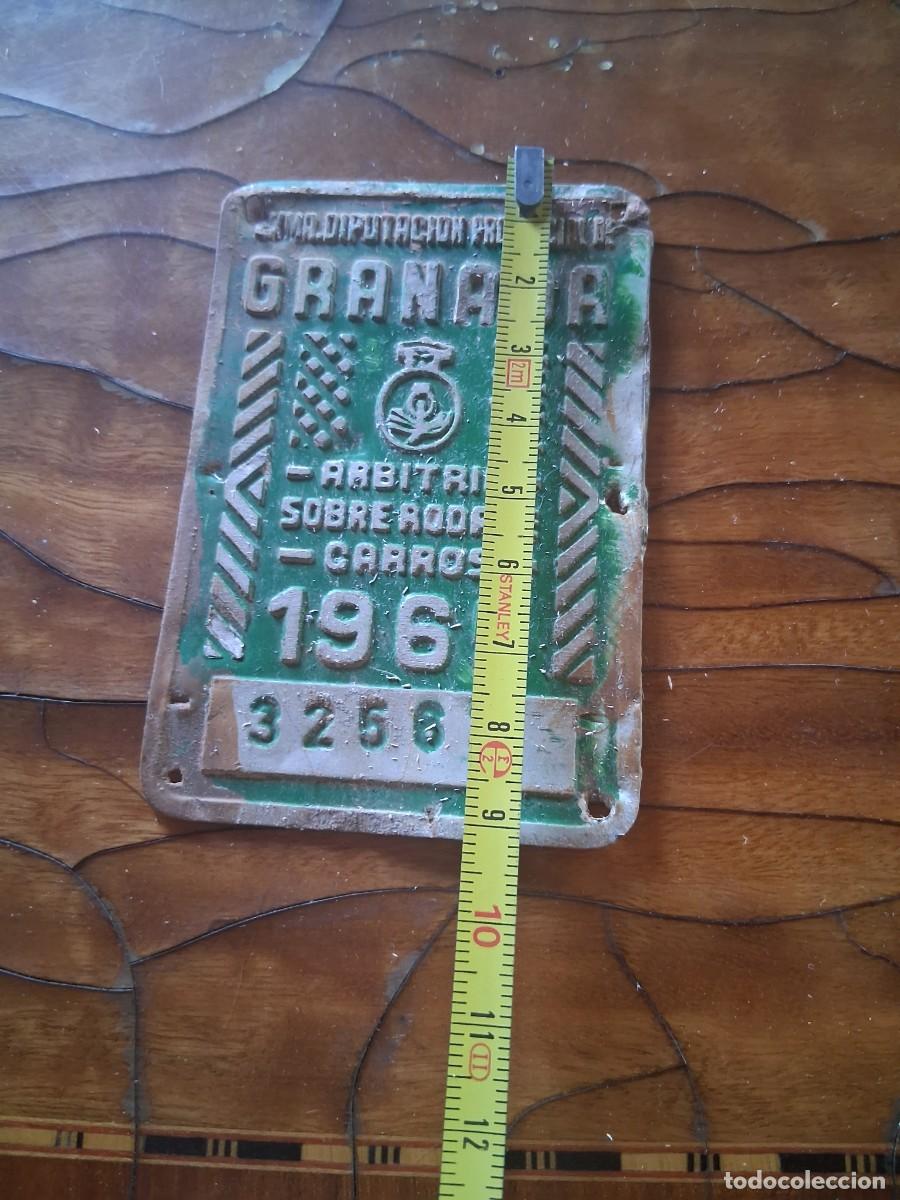 Carteles: Matricula chapa de carro de caballos vacas mula Diputaci&oacute;n Granada ganader&iacute;a agr&iacute;cola a&ntilde;o 1965