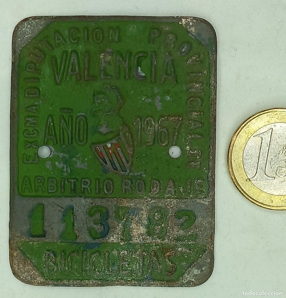 Carteles: ANTIGUA MATRICULA BICICLETA - VALENCIA A&Ntilde;O 1967