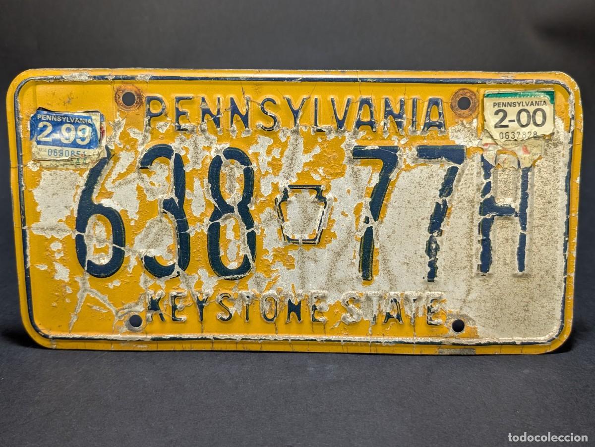 Carteles: Matr&iacute;cula Original Pennsylvania USA 1999 &ndash; Placa Americana Vintage