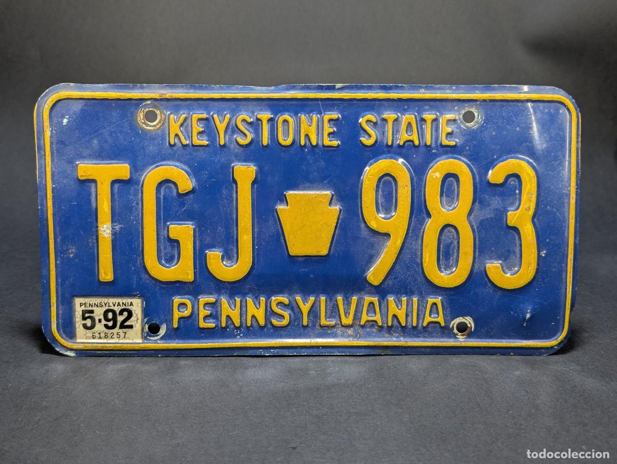 Carteles: Matr&iacute;cula Original Pennsylvania - 1992 - USA &ndash; Placa Americana Vintage