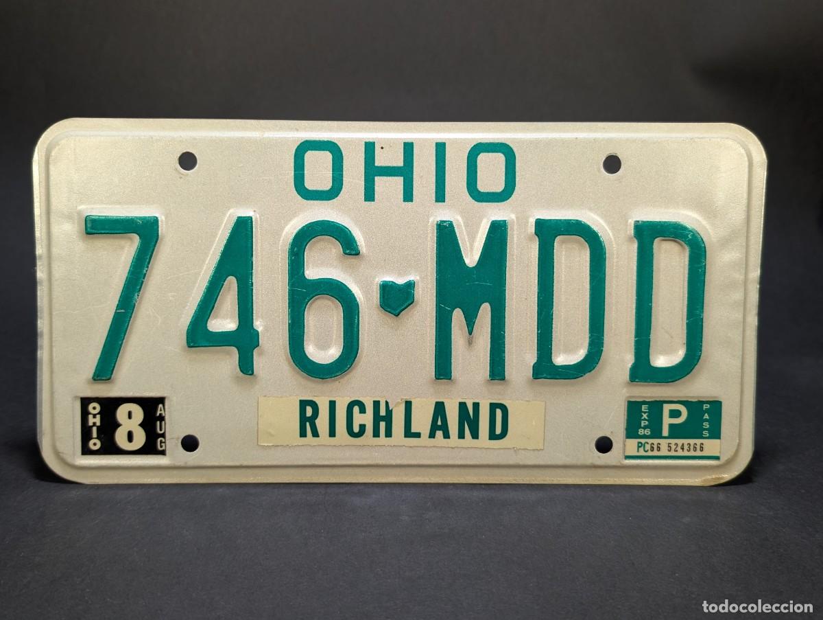 Carteles: Matr&iacute;cula Original Ohio - 1986- USA &ndash; Placa Americana Vintage