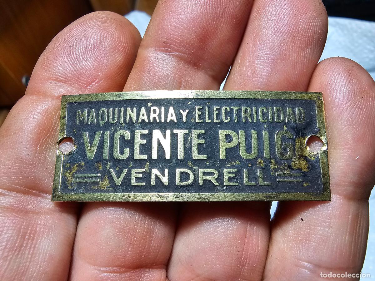 Carteles: ANTIGUA PLACA IDENTIFICATIVA DE MOTOR ELECTRICO-ELECTRICIDAD-CHAPA-ESPA&Ntilde;A A&Ntilde;OS 30-50