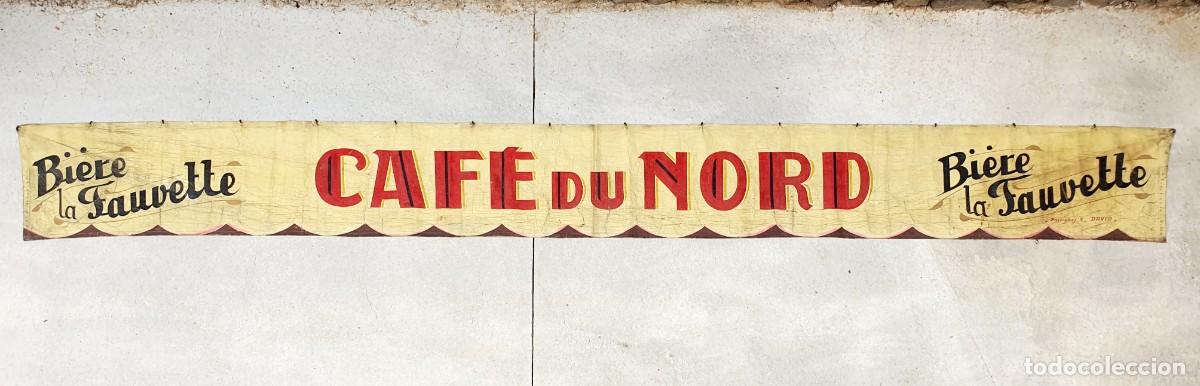 Carteles: Gran toldo parasol de caf&eacute; franc&eacute;s. 1920. Biere La Fauvette, Caf&eacute; du Nord.