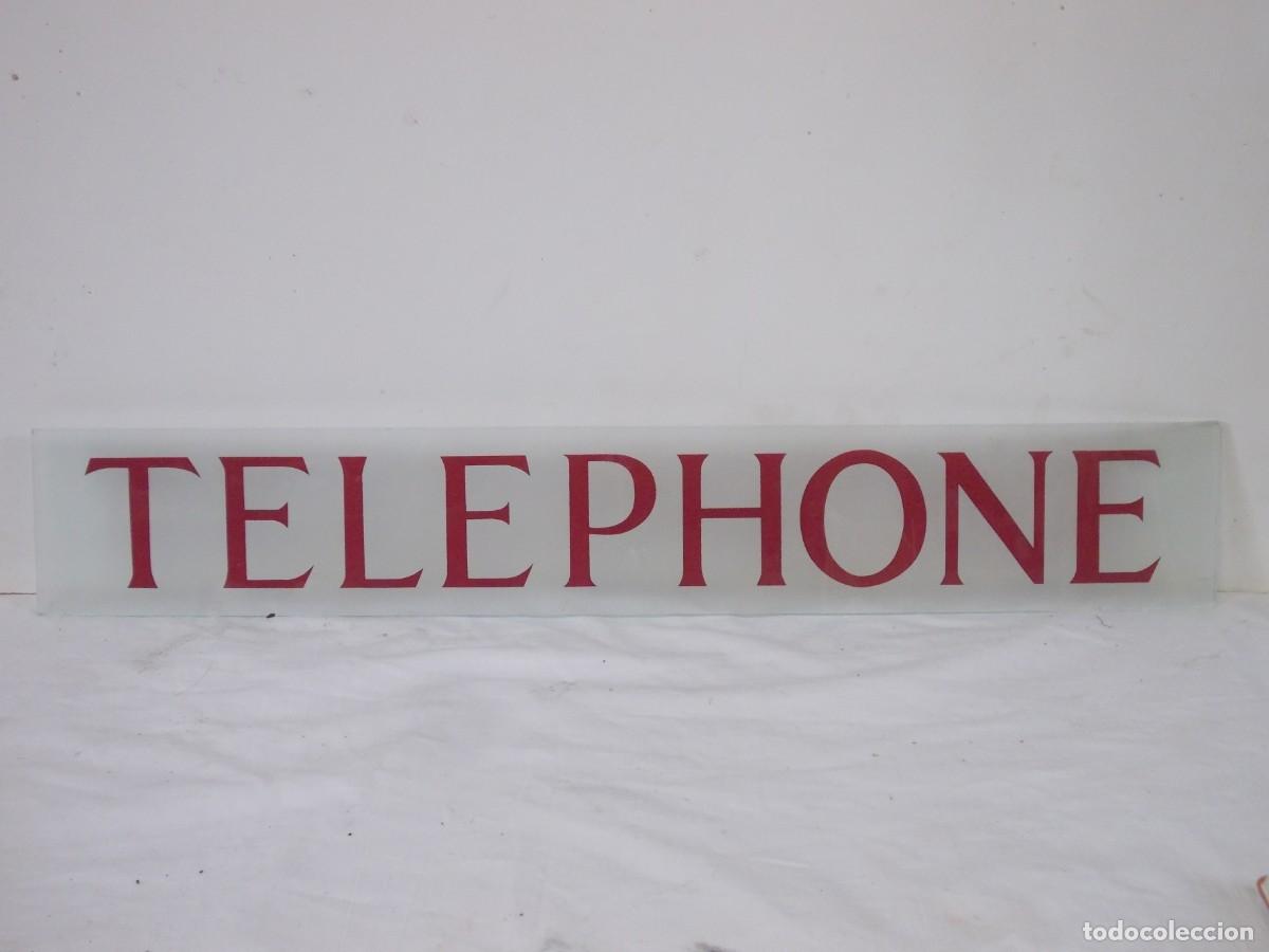 Carteles: CURIOSA PLACA EN CRISTAL TELEPHONE TELEFONO RECAMBIO PARA ANTIGUA CABINA INGLESA