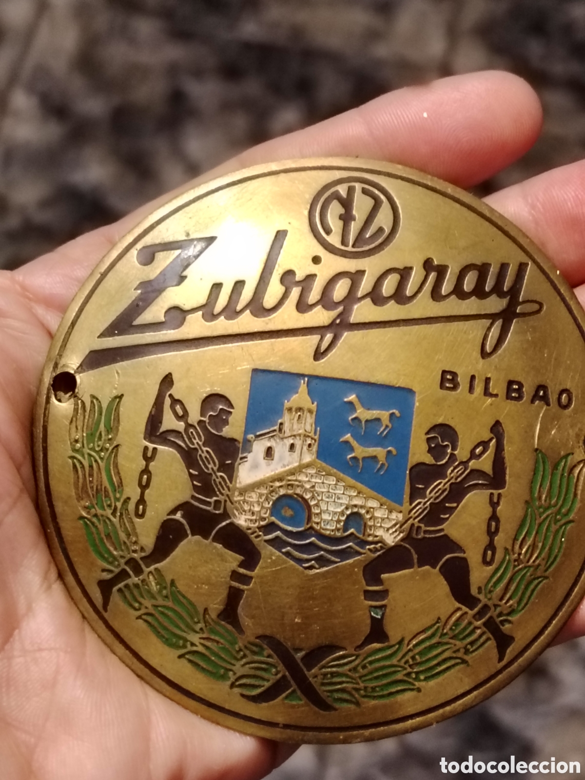 Carteles: Chapa antigua caja fuerte Zubigaray (Bilbao)