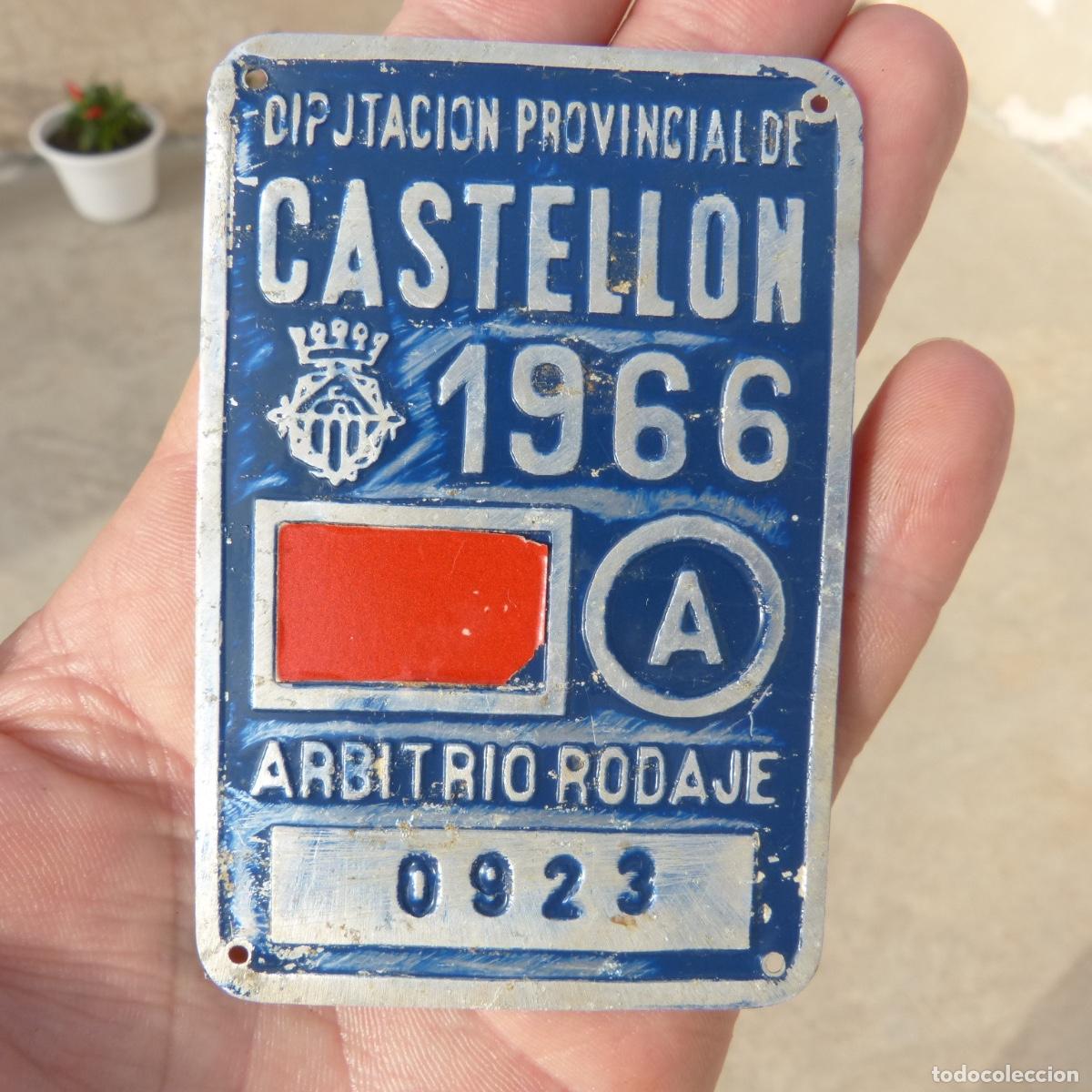 Carteles: Matricula, arbitrio rodaje, diputacion provincial castellon 1966, 0923. 9x6cm. 7gr.