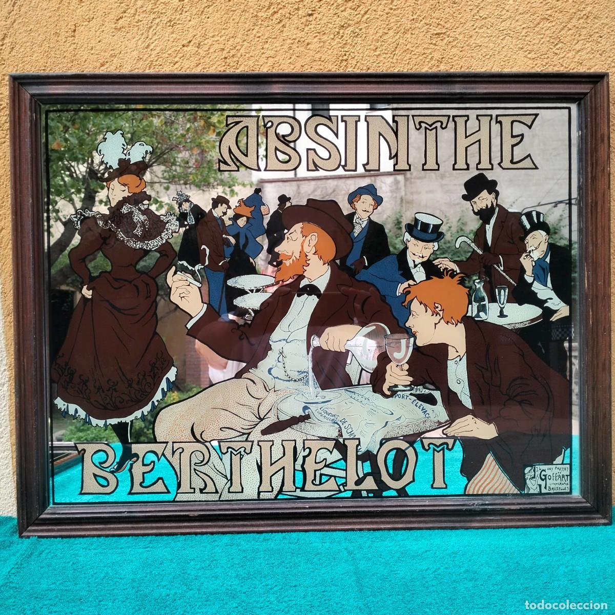Carteles: ESPEJO PUBLICIDAD ABSINTHE BERTHELOT. GOFFART, BRUXELLES. LITOGRAFIADO. ANTIGUO..