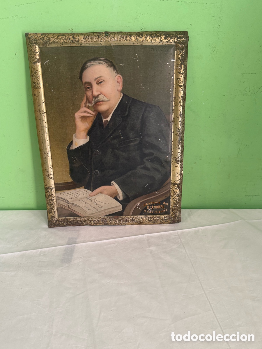 Affiches: Antigua chapa publicitaria Dr. Andreu &ndash; P&eacute;rez Gald&oacute;s &ndash; Hombres C&eacute;lebres principios SXX.