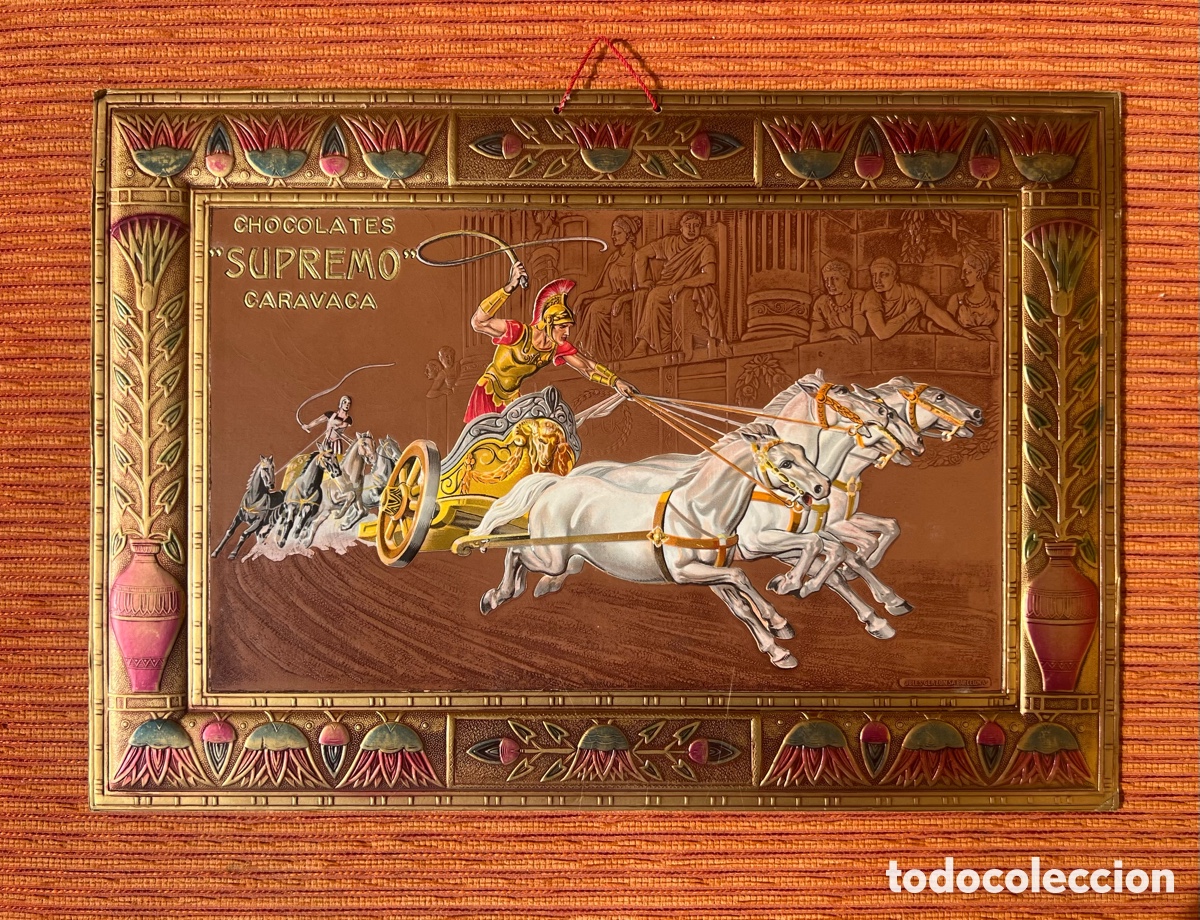 Carteles: Murcia cartel de cart&oacute;n relieve chocolates Supremo Caravaca 48x33,5 Jules Gerson Barcelona