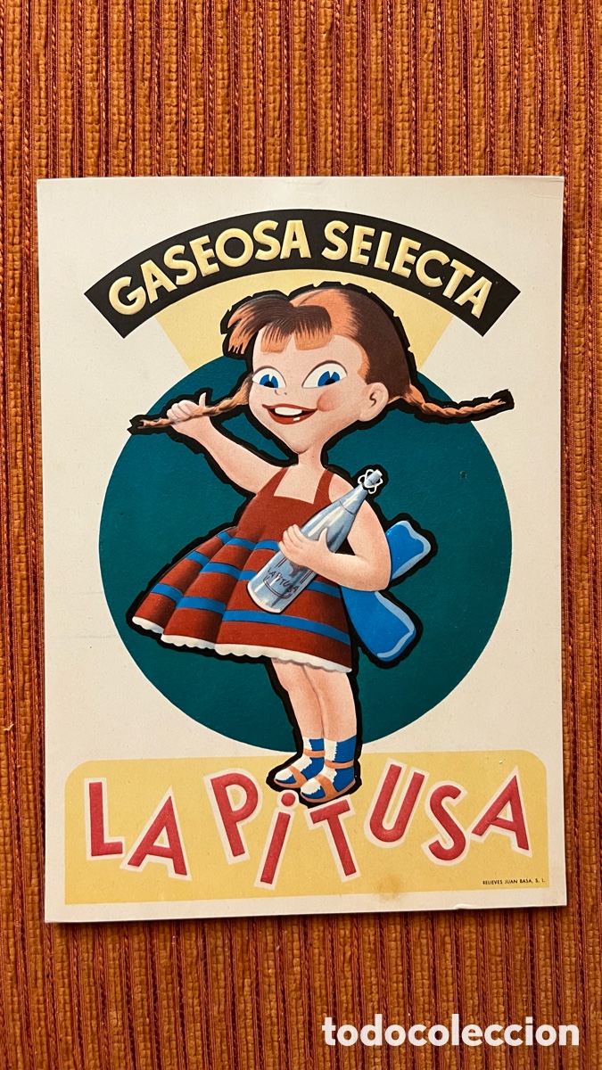 Carteles: ANTIGUO CARTEL CARTON GASEOSA ESPUMOSOS LA PITUSA