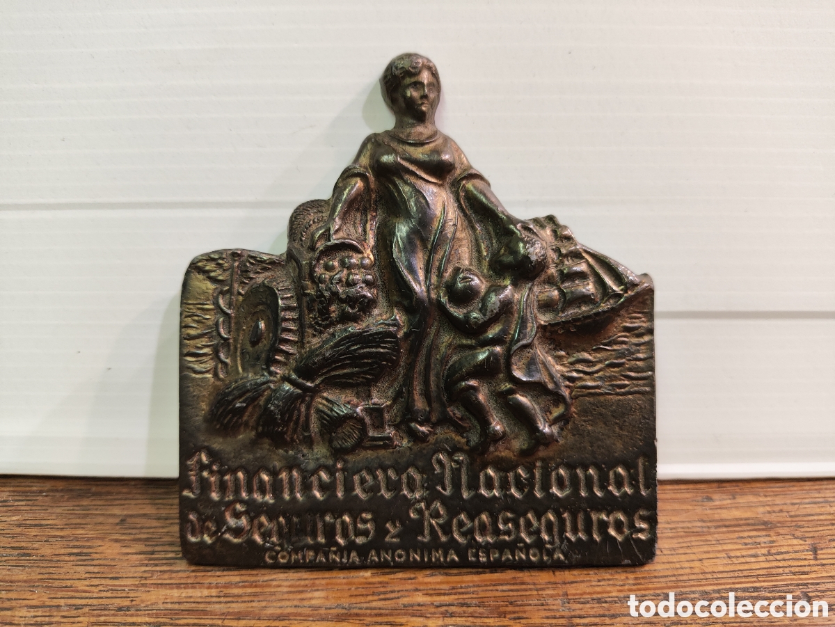 Affissi: ANTIGUA PLACA DE SEGUROS FINANCIERA NACIONAL DE SEGUROS Y REASEGUROS FUNDIDORES PE&Ntilde;A PRAT BARCELONA