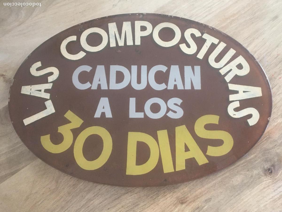 Plakate: las composturas caducan a los 30 dias cartel de cristal original antiguo modista confeccion