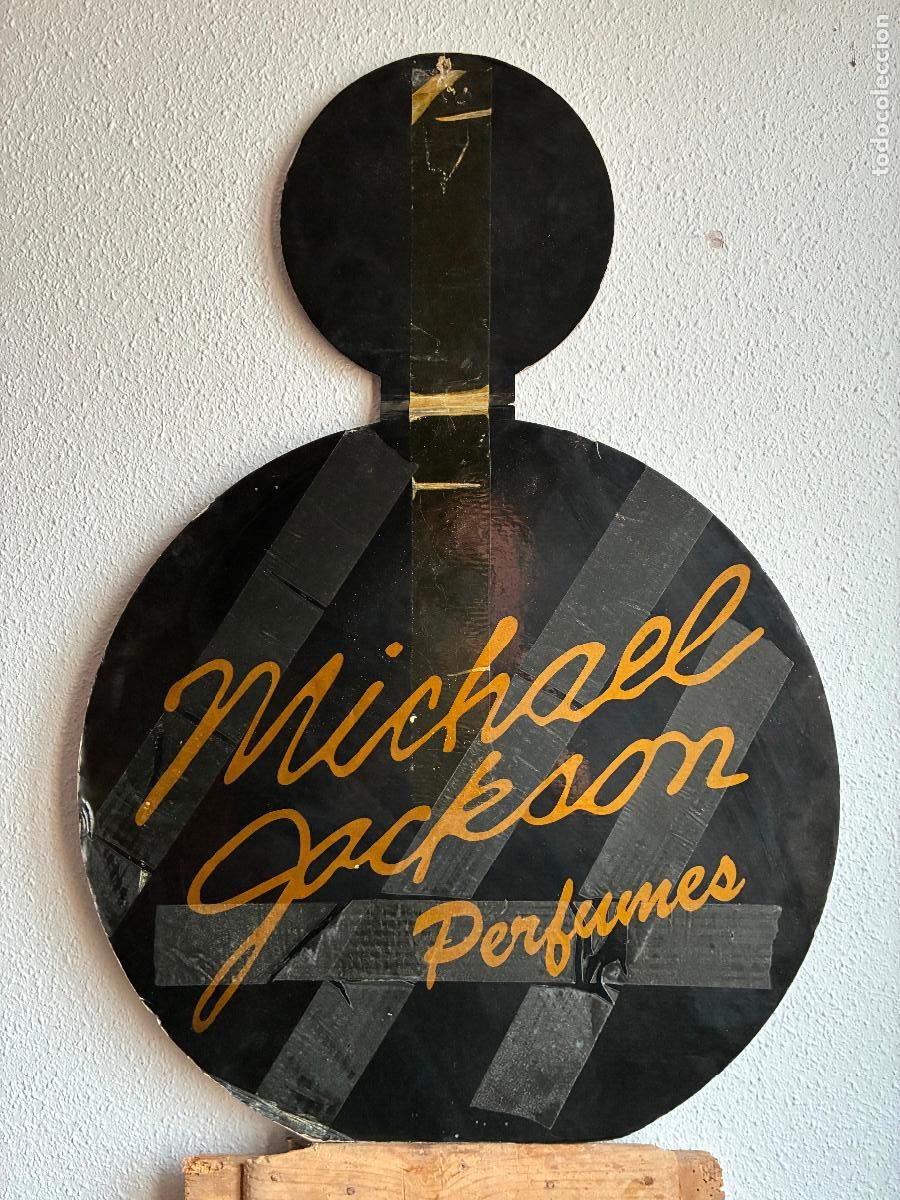 Carteles: publicidad carton cartel perfume Michael Jackson a&ntilde;o 1989, estaba en una perfumer&iacute;a mide 68x47,5