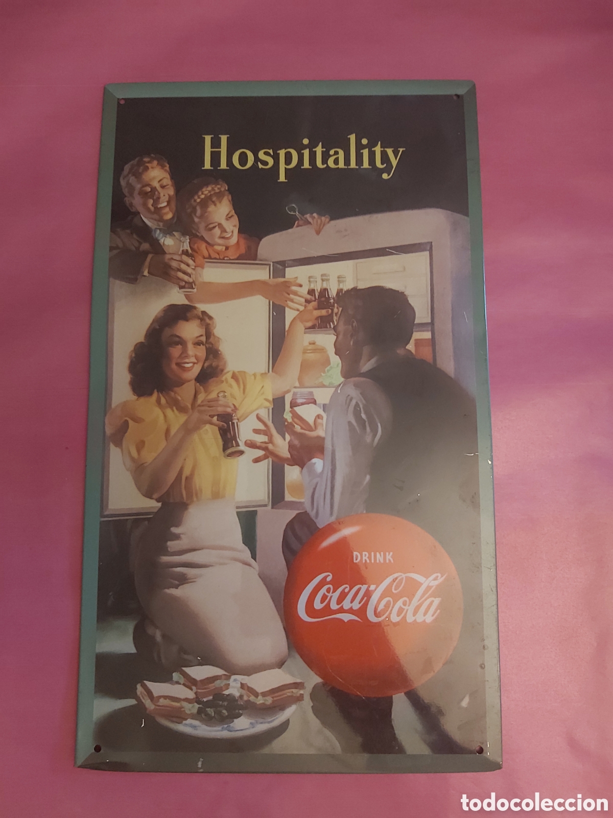 Carteles: CHAPA CARTEL MET&Aacute;LICA DE LA MARCA COCA COLA PUBLICIDAD DE LOS A&Ntilde;OS 50