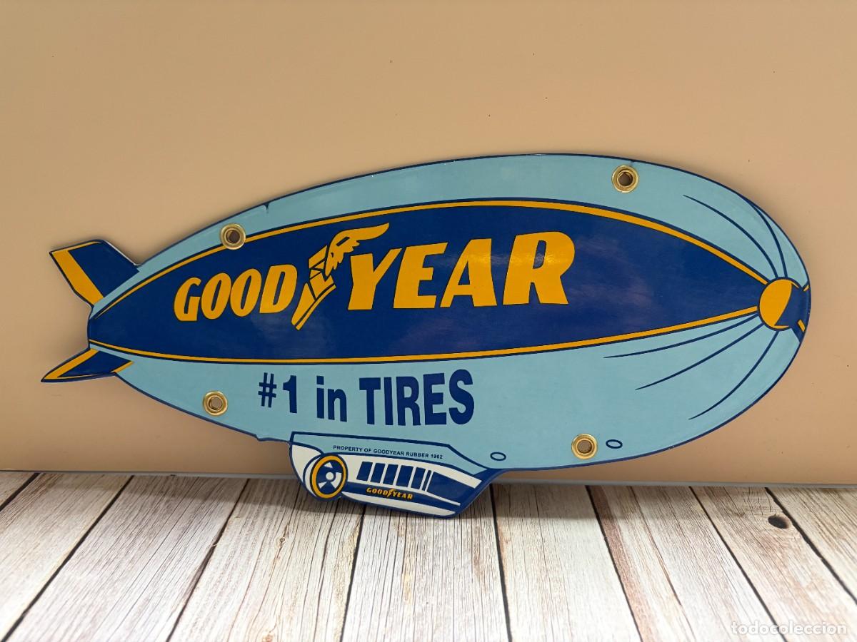Plakate: CARTEL PUBLICITARIO GOODYEAR TROQUELADO EN FORMA DE ZEPPELIN &ndash; NEUM&Aacute;TICOS &ndash; 30 x 14 CM