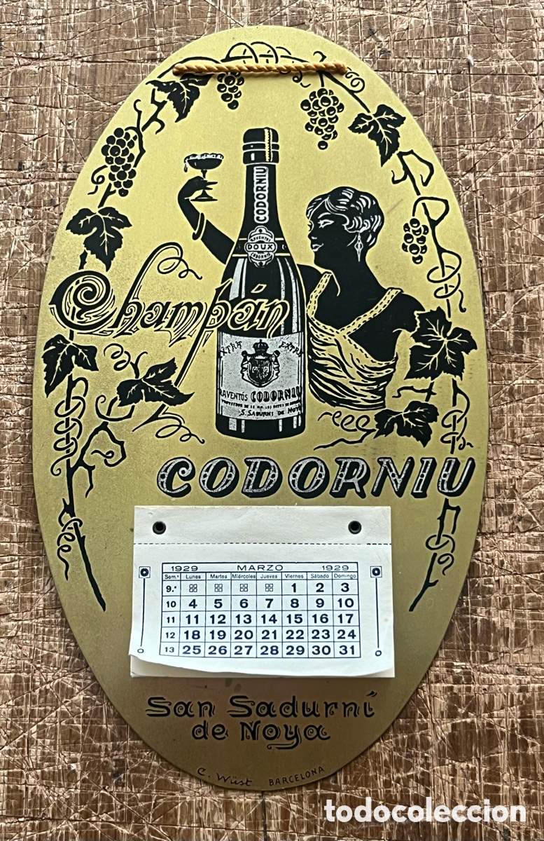 Carteles: PLACA PUBLICITARIA LAT&Oacute;N: CHAMP&Aacute;N CODORNIU, SAN SADURN&Iacute; DE NOYA - A&Ntilde;O 1929