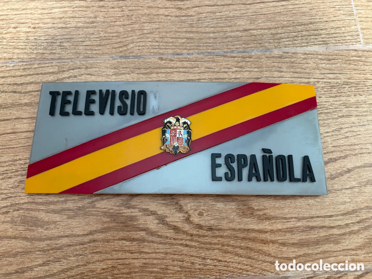 Carteles: ANTIGUO CARTEL PLACA TVE TELEVISI&Oacute;N ESPA&Ntilde;OLA &Eacute;POCA FRANCO AGUILA SAN JUAN