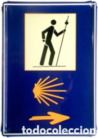 Carteles: Cartel de metal se&ntilde;al camino de santiago