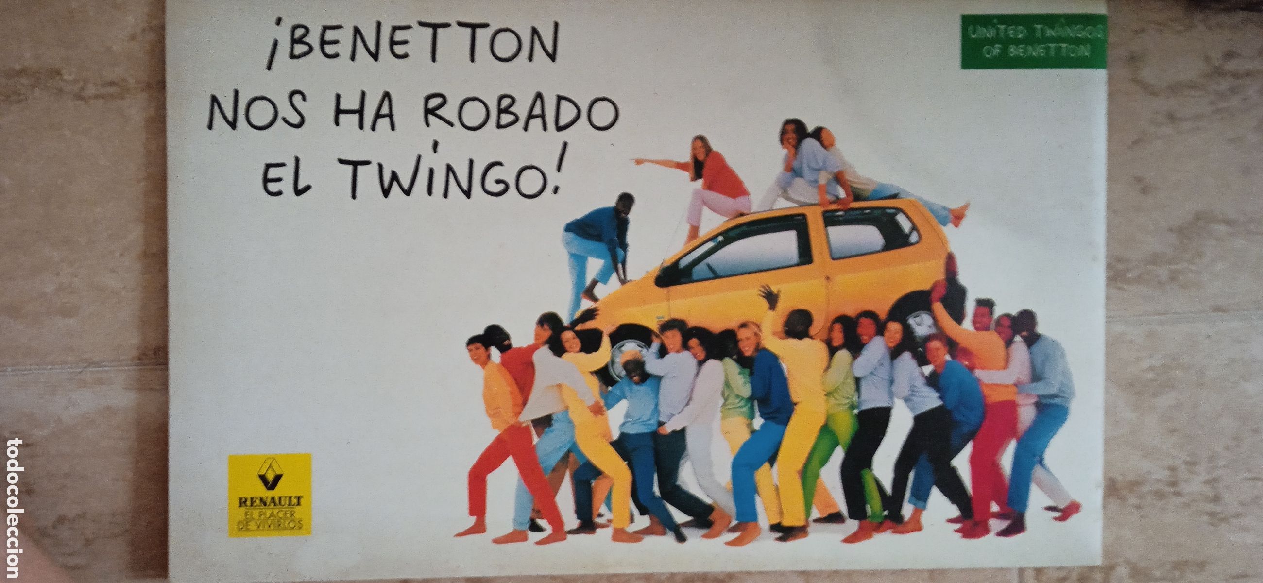 Carteles: D&iacute;ptico publicidad Renault Twingo Benetton (cart&oacute;n)