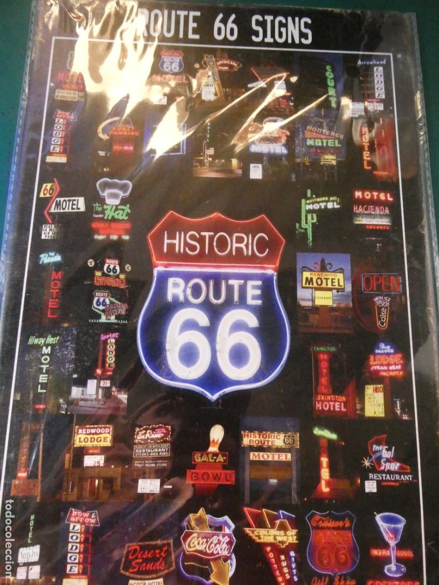 Carteles: CHAPA CARTEL MET&Aacute;LICO PUBLICITARIO. CARRETERA AUTOV&Iacute;A RUTA ROUTE 66 ESTADOS UNIDOS. 30X20CM 150 GR