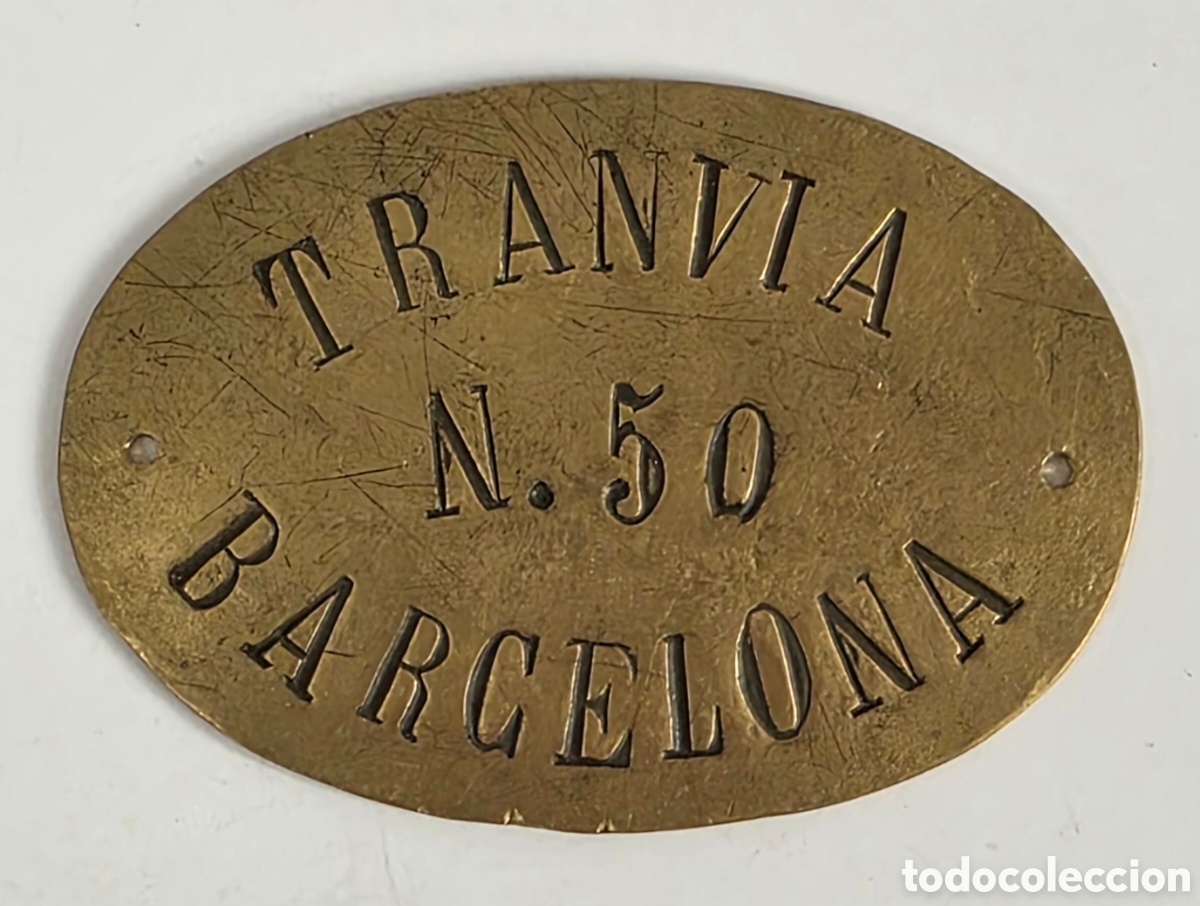 Carteles: Placa Chapa Tranv&iacute;a n&uacute;m. 50 Barcelona