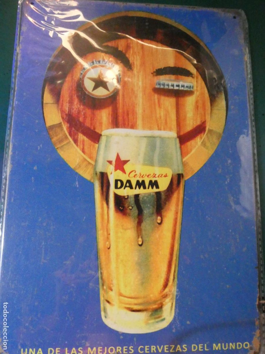 Carteles: PLACA CHAPA PUBLICITARIA METAL. BEBIDAS. CERVEZAS CERVEZA DAMM MEJORES DEL MUNDO. 30X20 CM 140GR